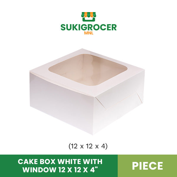 Cake Box White With Window 12 X 12 X 4 cake-box-white-with-window-12-x-12-x-4