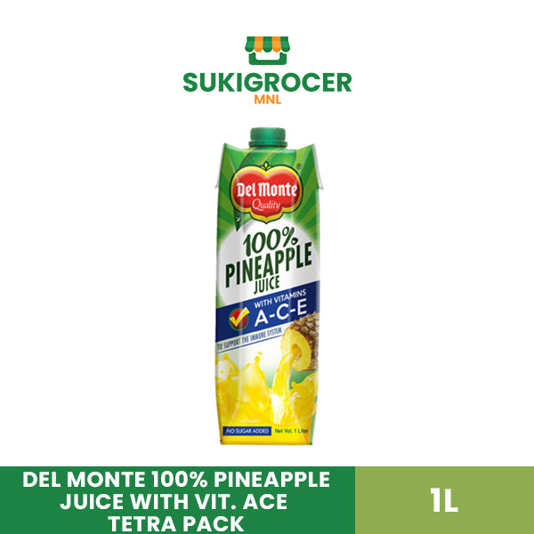 Del Monte 100% Pineapple Juice with ACE Tetra Pack 1L