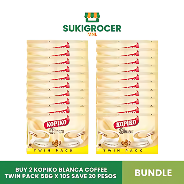 Buy 2 Kopiko Blanca Coffee Twin Pack 58G x 10s SAVE 20 Pesos [Expiration: Dec 28, 2025]