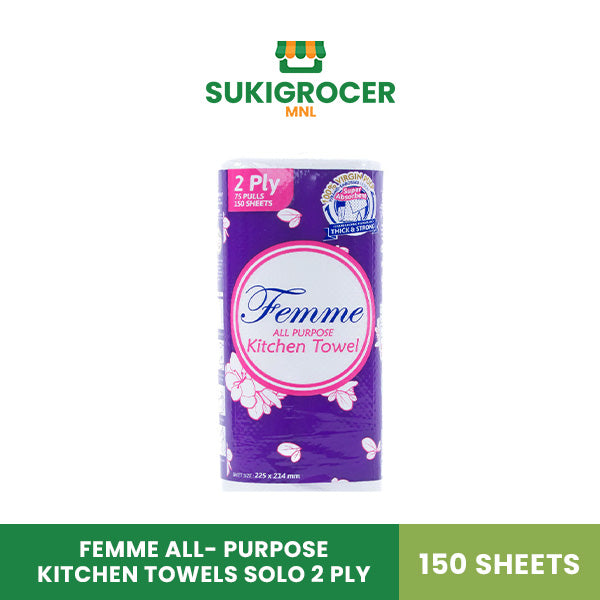 Femme All- Purpose Kitchen Towels Solo 2 Ply 150 Sheets