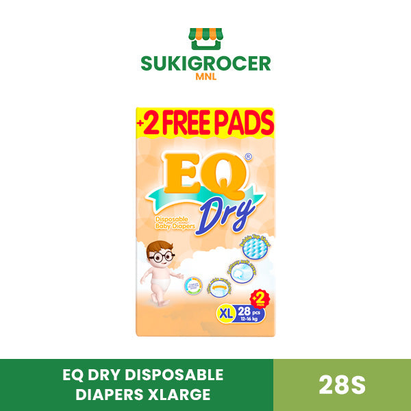 EQ Dry Disposable Diapers XLarge 28s