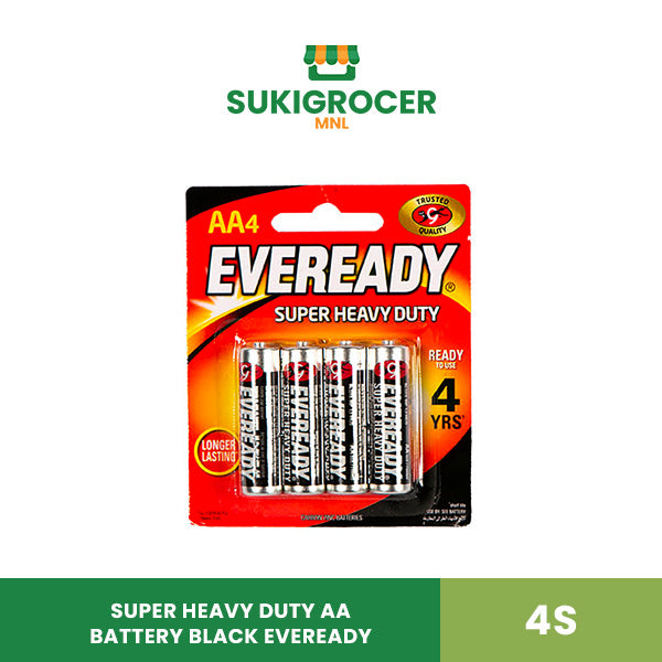 Super Heavy Duty AA Battery Black Eveready 4s