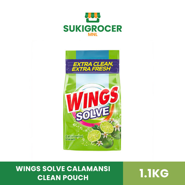 Wings Solve Calamansi Clean Powder Detergent Pouch 1.1kg