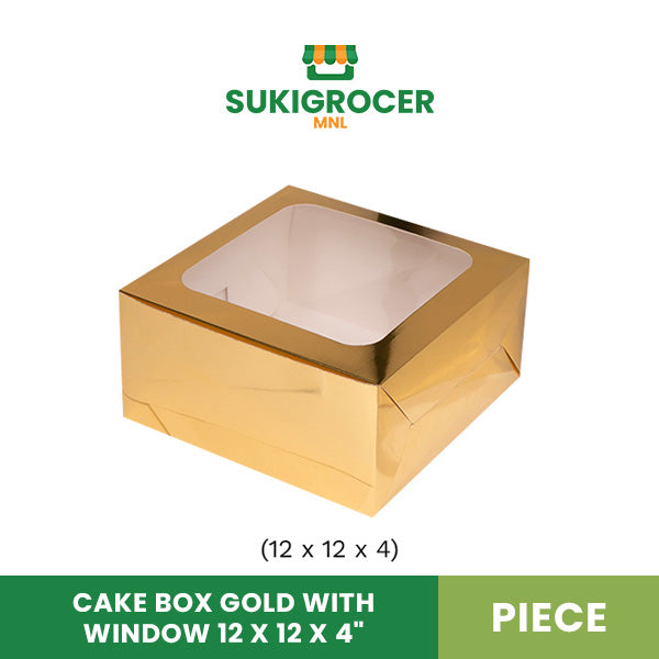 Cake Box Gold with Window 12 x 12 x 4"