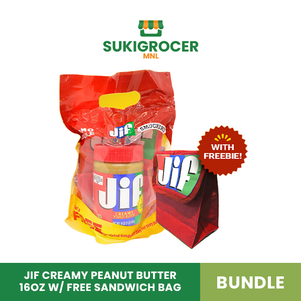 Jif Creamy Peanut Butter 16oz w/ free Sandwich Bag Bundle