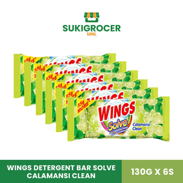 Wings Detergent Bar Solve Calamansi Clean 130G x 6s