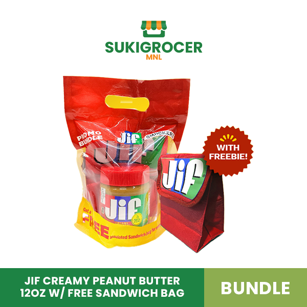 Jif Creamy Peanut Butter 12oz w/ free Sandwich Bag Bundle