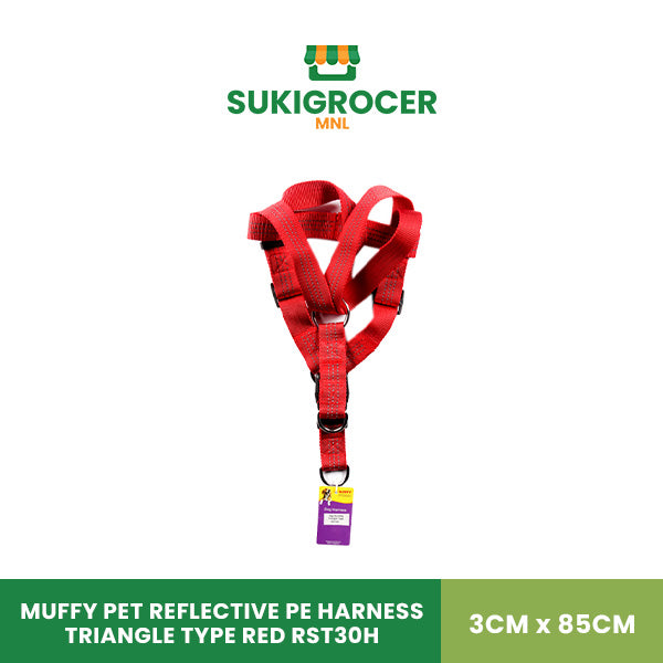 Muffy Pet Reflective PE Harness Triangle Type Red RST30H 3CM x 85CM
