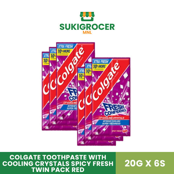 Colgate Fresh Confidence Toothpaste with Cooling Crystals Spicy Fresh Twin Pack Red 20G x 6's