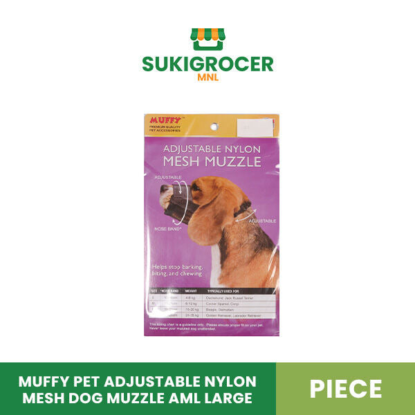 Muffy Pet Adjustable Nylon Mesh Dog Muzzle AML Large