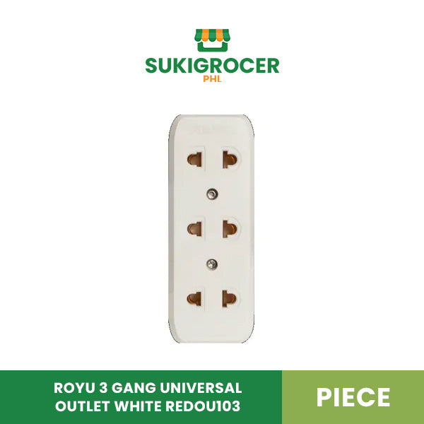 Royu 3 Gang Universal Outlet White REDOU103