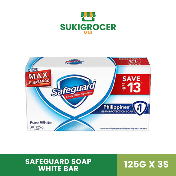 Safeguard Soap White Bar 125G x 3s