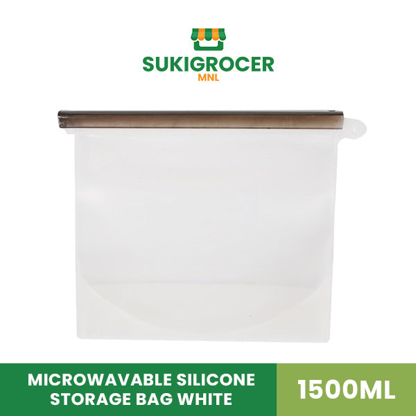 Microwavable Silicone Storage Bag White 1500ml