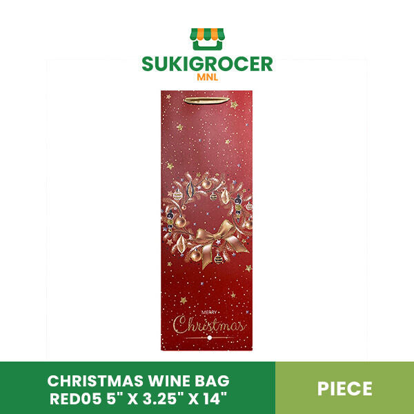 Christmas Wine Bag RED05 5" x 3.25" x 14" Piece