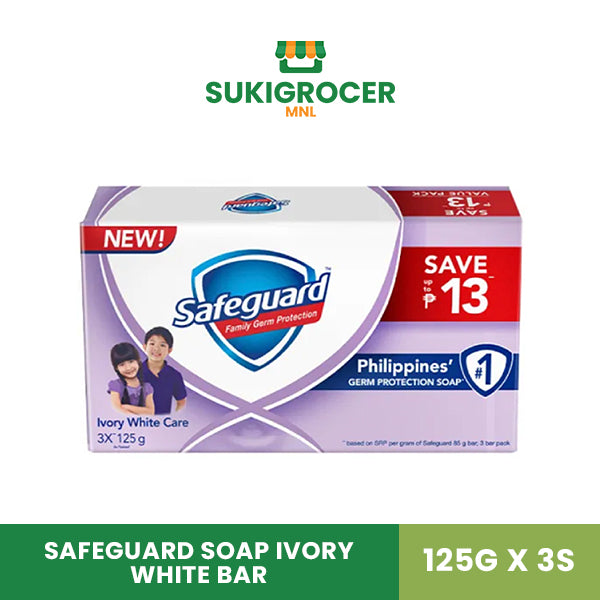 Safeguard Soap Ivory White Bar 125G x 3s