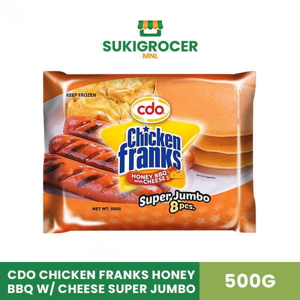 CDO Chicken Franks Honey BBQ with Cheese Super Jumbo 500G