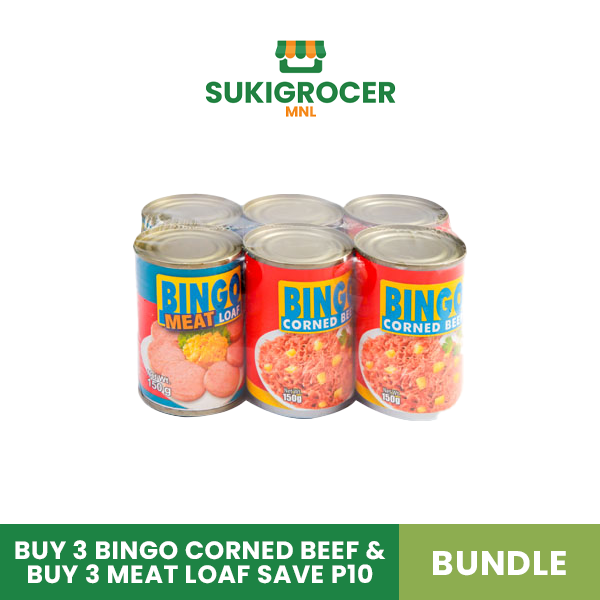 Buy 3 Bingo Corned Beef 150G & Buy 3 Meat Loaf 150G Save 10pesos