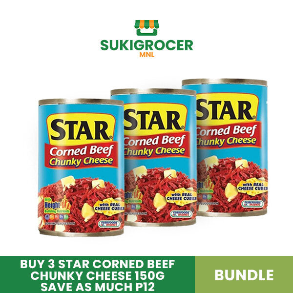 Buy 3 Star Corned Beef Chunky Cheese 150G Save as much P12