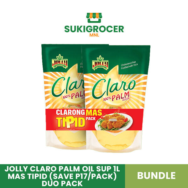 Jolly Claro Palm Oil SUP 1L Mas Tipid (save P17/pack) Duo Pack Bundle