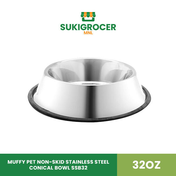 Muffy Pet Non-skid Stainless Steel Conical Bowl SSB32 32oz