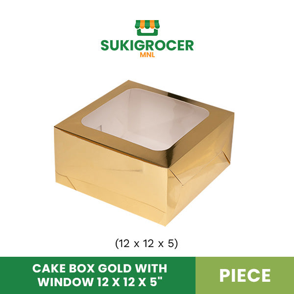 Cake Box Gold with Window 12 x 12 x 5"