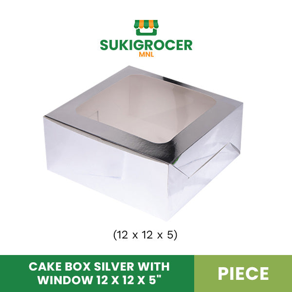 Cake Box Silver with Window 12 x 12 x 5"