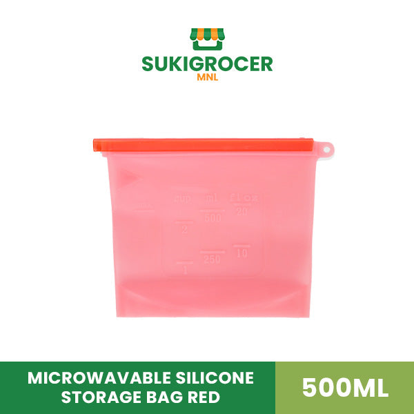 Microwavable Silicone Storage Bag Red 500ml