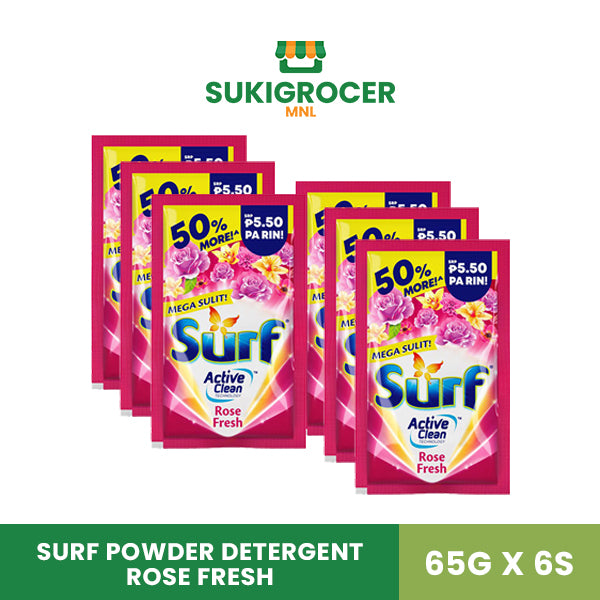 Surf Powder Detergent Rose Fresh 65G x 6s