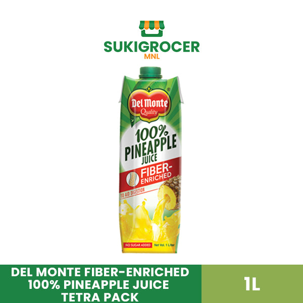 Del Monte Fiber-enriched 100% Pineapple Juice Tetra Pack 1L