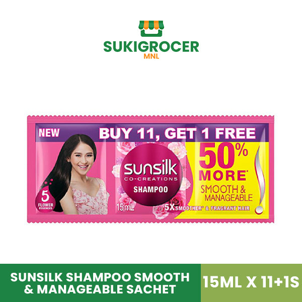 Sunsilk Shampoo Smooth & Manageable Sachet 15ML x 11+1s