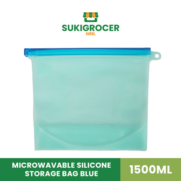 Microwavable Silicone Storage Bag Blue 1500ml