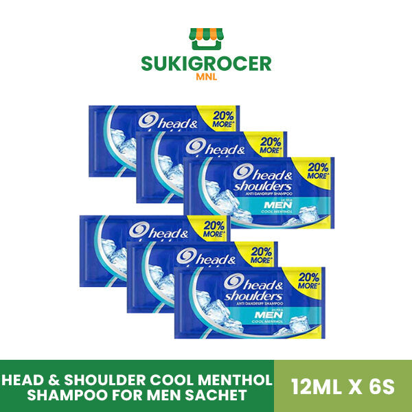 Head & Shoulders Cool Menthol Shampoo for Men Sachet 12ML x 6's