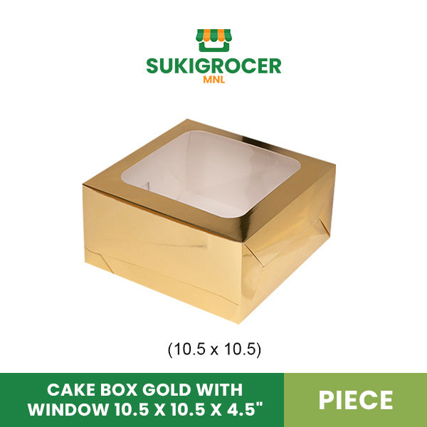 Cake Box Gold with Window 10.5 x 10.5 x 4.5"