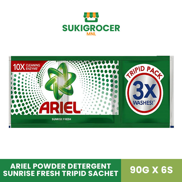 Ariel Powder Detergent Sunrise Fresh Tripid Sachet 90G x 6s