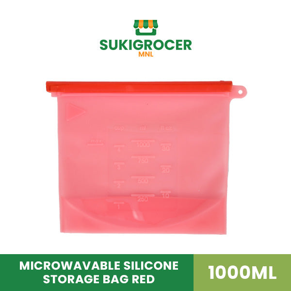 Microwavable Silicone Storage Bag Red 1000ml