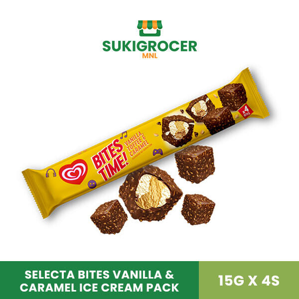 Selecta Bites Vanilla & Caramel Ice Cream Pack 15G x 4s