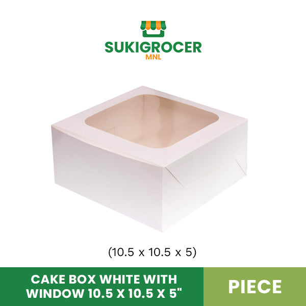 Cake Box White with Window 10.5 x 10.5 x 5"