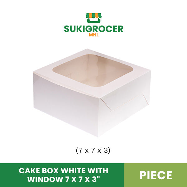 Cake Box White with Window 7 x 7 x 3"