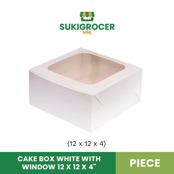 Cake Box White with Window 12 x 12 x 4"