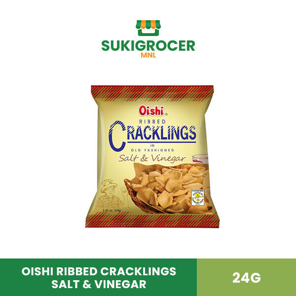 Oishi Ribbed Cracklings Salt & Vinegar 24G