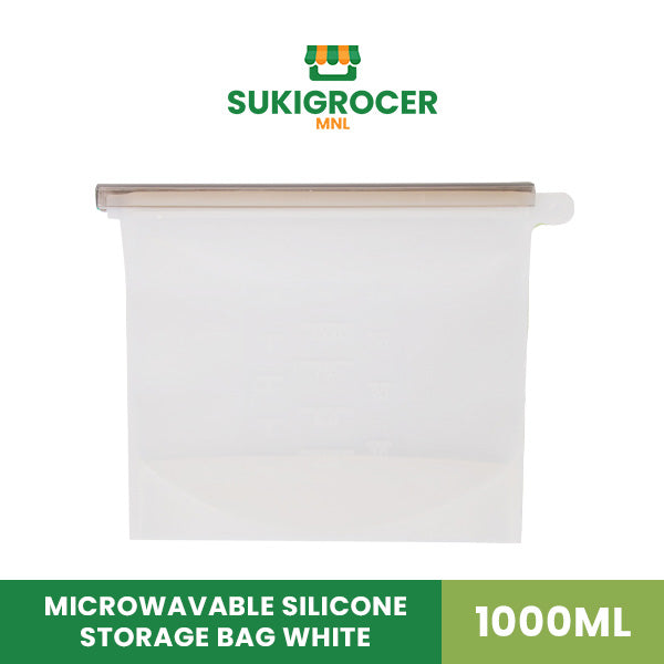 Microwavable Silicone Storage Bag White 1000ml