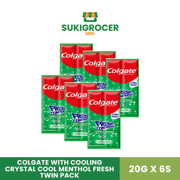 Colgate Fresh Confidence Toothpaste with Cooling Crystals Cool Menthol Fresh Twin Pack Green 20G x 6's
