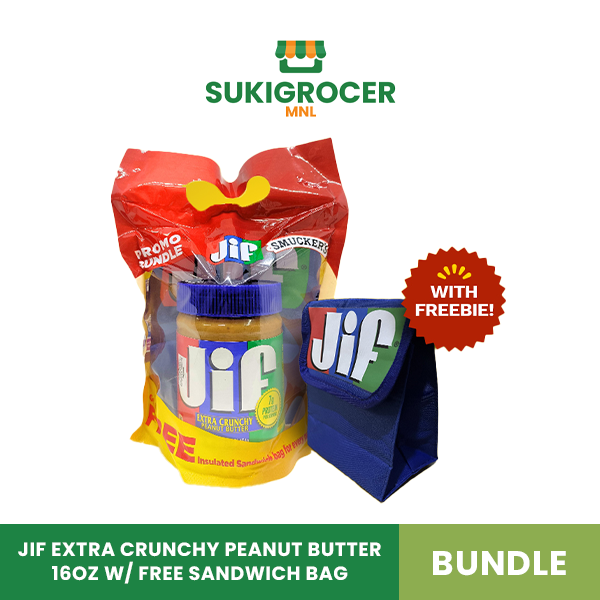 Jif Extra Crunchy Peanut Butter 16oz w/ free Sandwich Bag Bundle