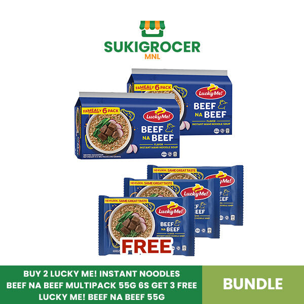 Buy 2 Lucky Me! Instant Noodles Beef na Beef Multipack 55g 6s Get 3 Free Lucky Me! Beef na Beef 55g Bundle