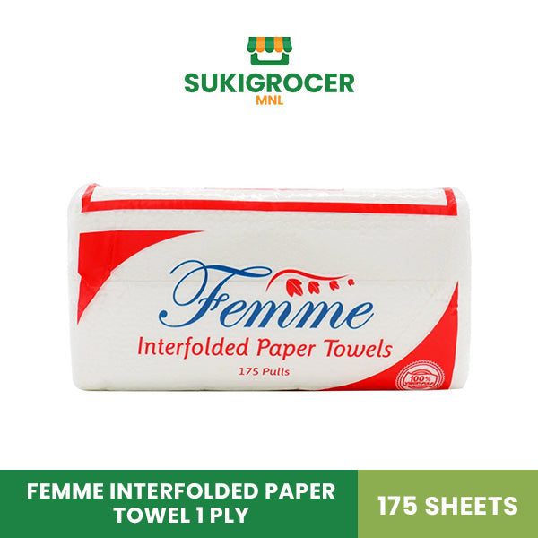 Femme Interfolded Paper Towel 1 Ply 175 Sheets