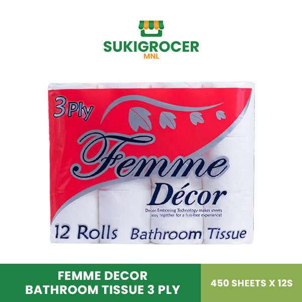 Femme Decor Bathroom Tissue 3 Ply 450 Sheets x 12s