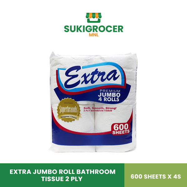 Extra Jumbo Roll Bathroom Tissue 2 Ply 600 Sheets x 4s