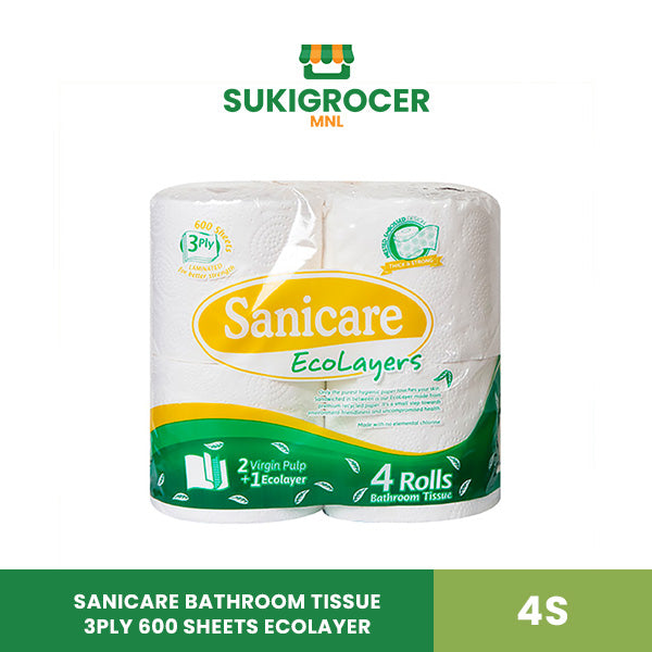 Sanicare Bathroom Tissue 3ply 600 Sheets Ecolayer 4s