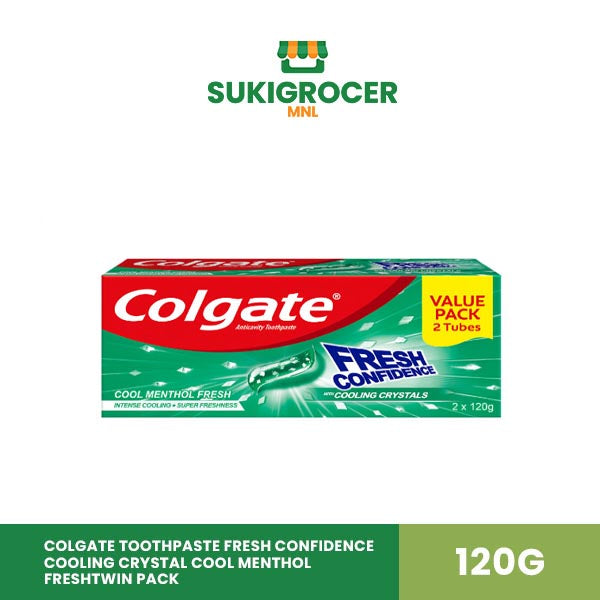 Colgate Toothpaste Fresh Confidence Cooling Crystal Cool Menthol FreshTwin Pack 120G