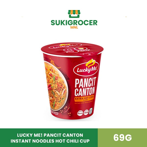Lucky Me! Pancit Canton Instant Noodles Hot Chili Cup 69G